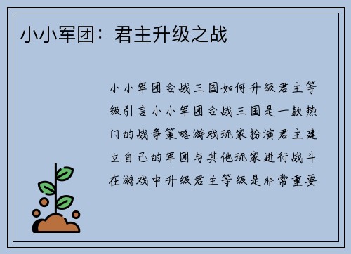 小小军团：君主升级之战
